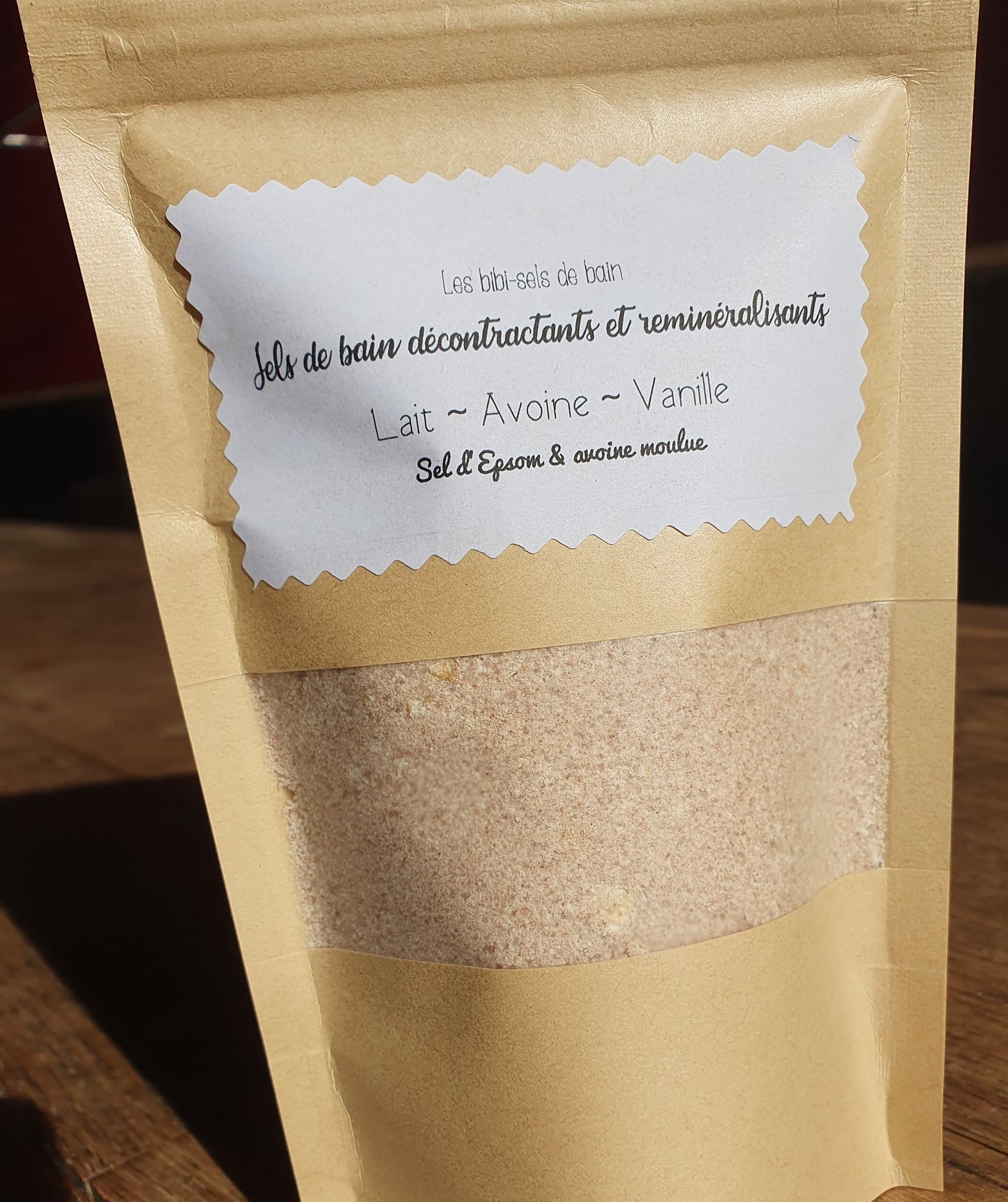 Sels de bain décontractants et reminéralisants au sel d'Epsom relaxant au lait, avoine et parfum vanille