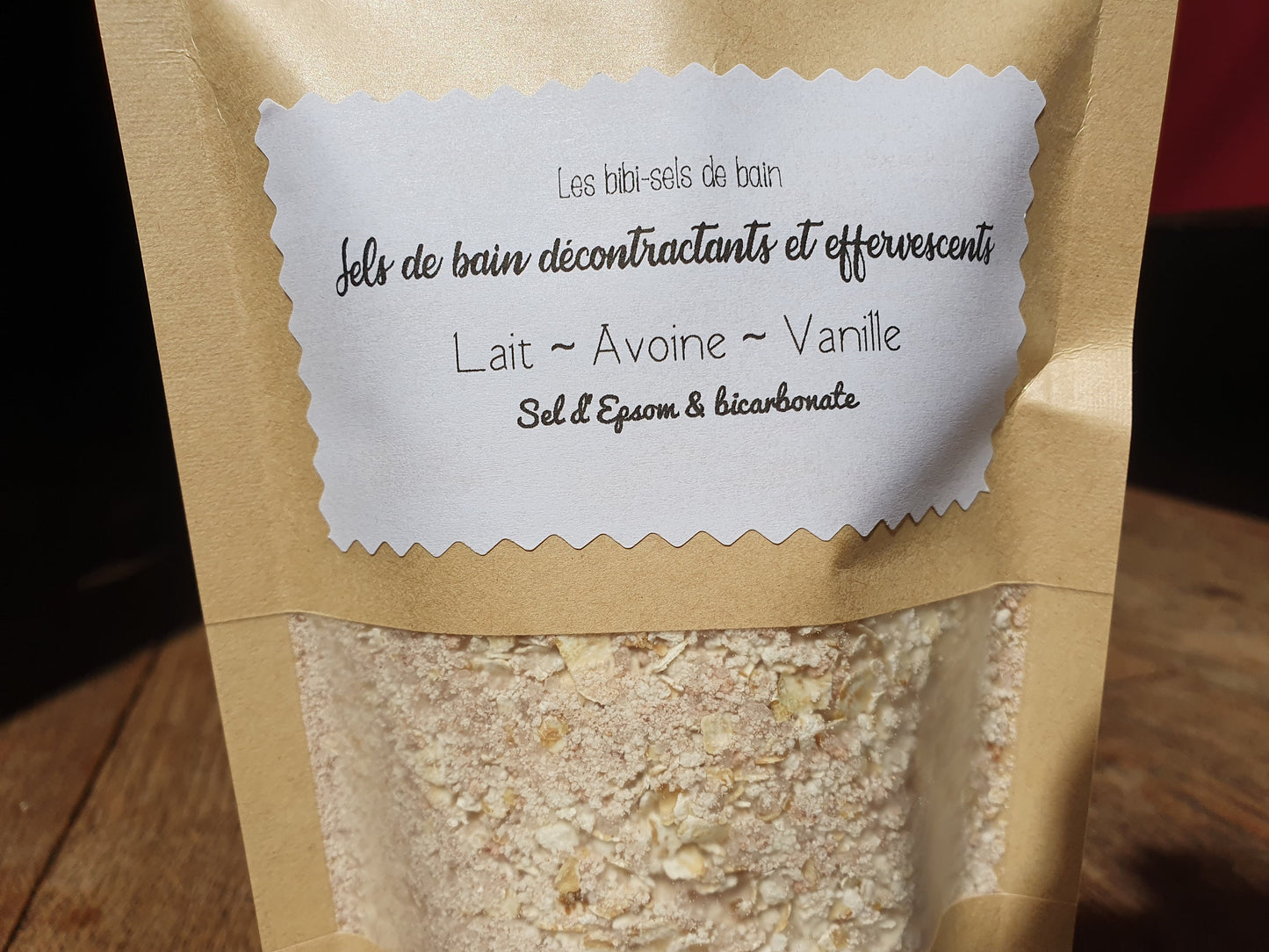 Sels de bain décontractants et reminéralisants au sel d'Epsom relaxant au lait, avoine et parfum vanille