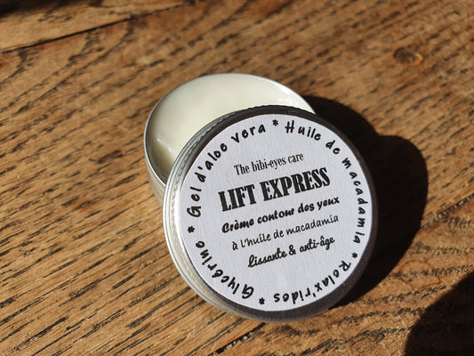 La "Lift Express", gel crème gelée contour des yeux anti âge et anti ride à l'aloe vera et huile de macadamia