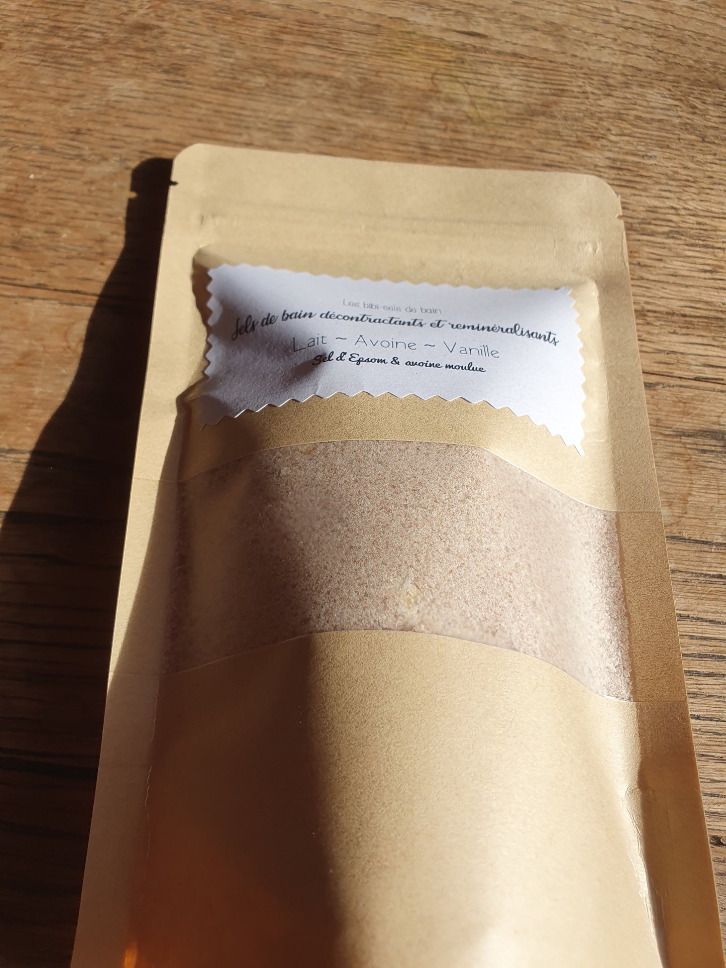 Sels de bain décontractants et reminéralisants au sel d'Epsom relaxant au lait, avoine et parfum vanille