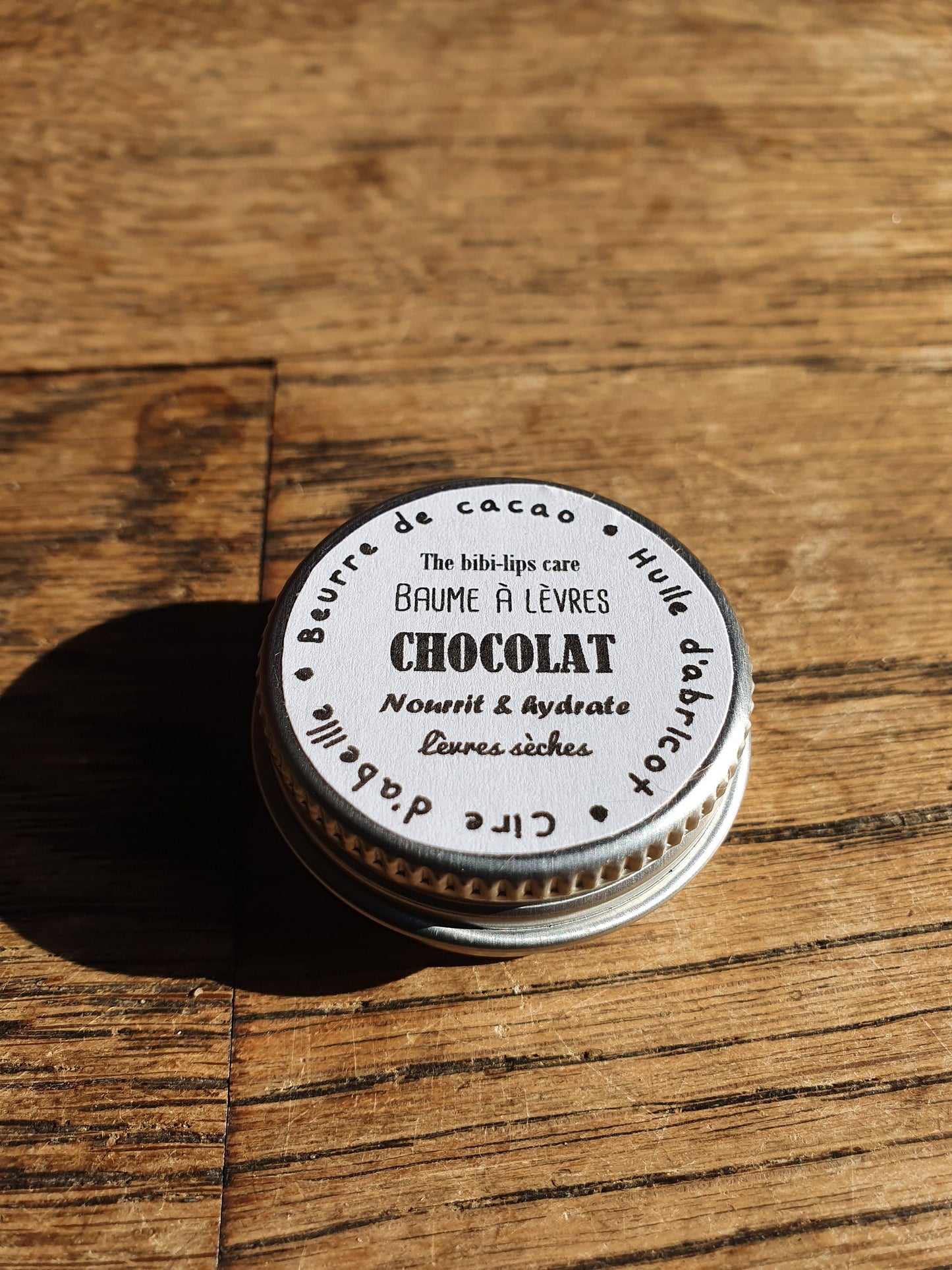 Le "Baume au chocolat", baume hydratant et nourrissant pour les lèvres gourmandes au beurre de cacao blanc et arôme alimentaire chocolat
