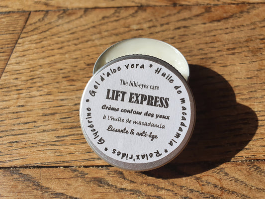 La "Lift Express", gel crème gelée contour des yeux anti âge et anti ride à l'aloe vera et huile de macadamia