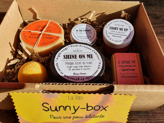 La "Sunny box", coffret ou boîte cadeau de soins complets pour une peau lumineuse et un teint éclatant
