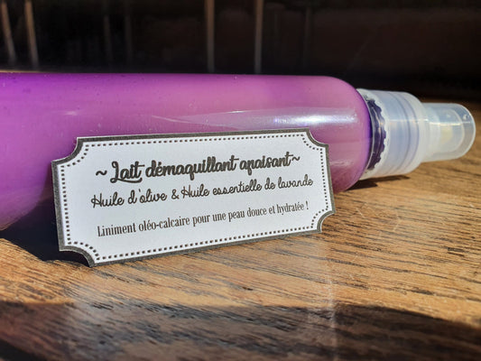 Lait liniment démaquillant oléo-calcaire à l'huile d'olive et à l'huile essentielle de lavande